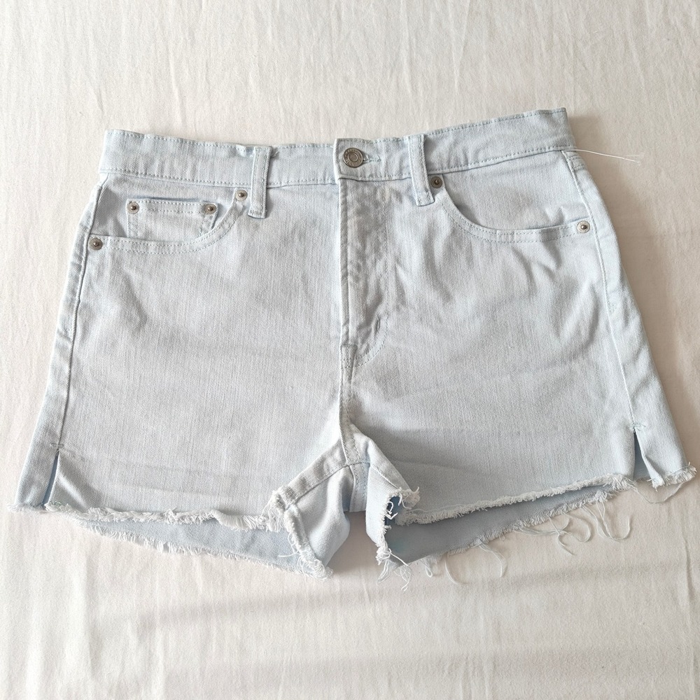 Gap Womens Size 8 Large 29" Dusty Blue Denim Cutoff Shorts Raw Hem Pastel Pants